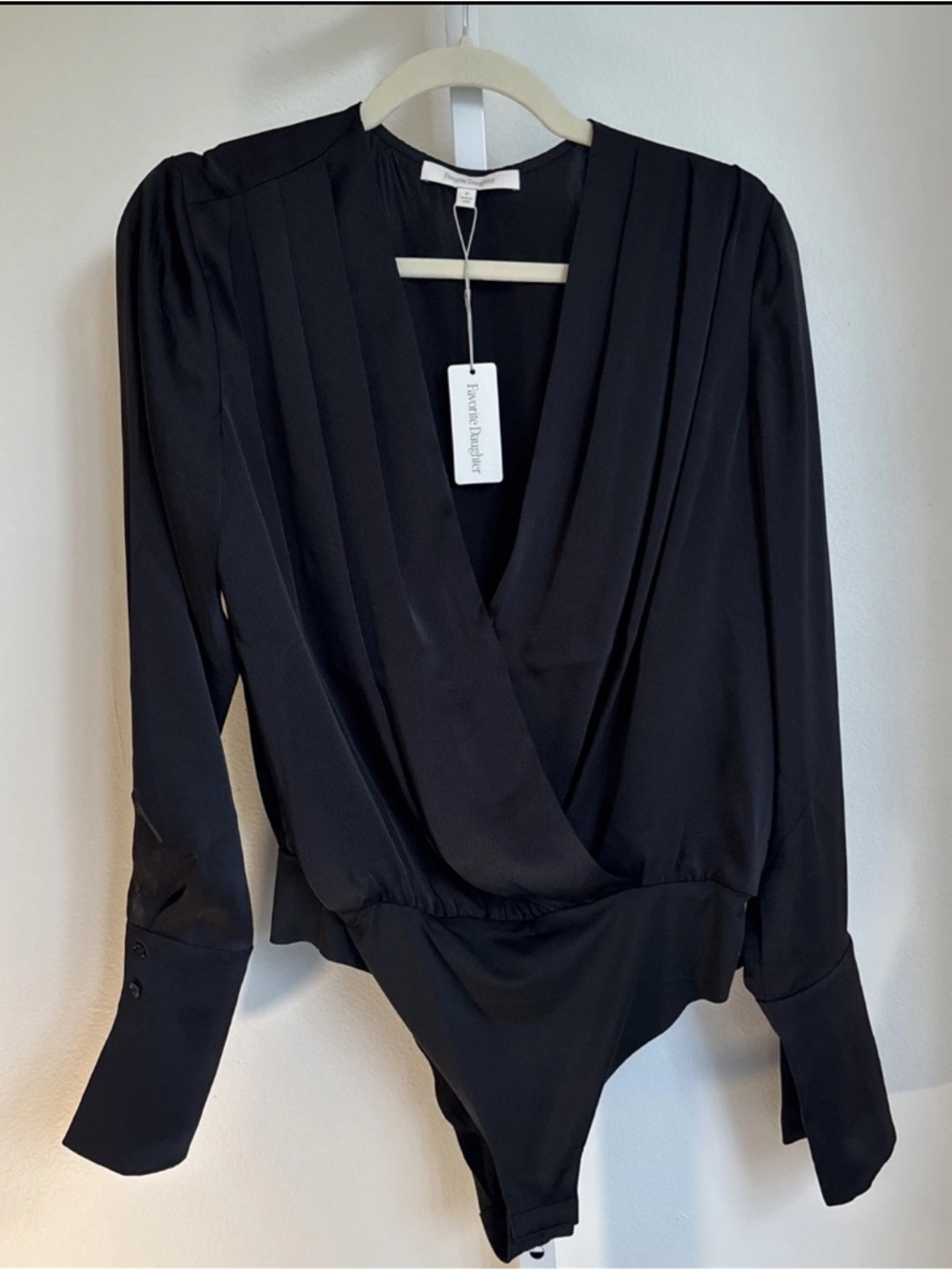 Favorite Daughter Women’s The Date Blouse Thong Bodysuit Black MEDIUM NEW NWT